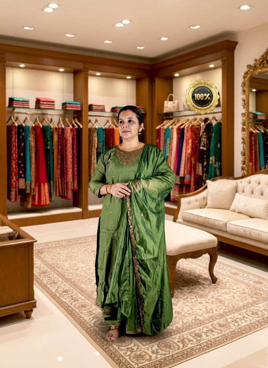 1. Premium Soft Silk Churidhar Set – Elegant 3-Piece Ethnic Wear for Women