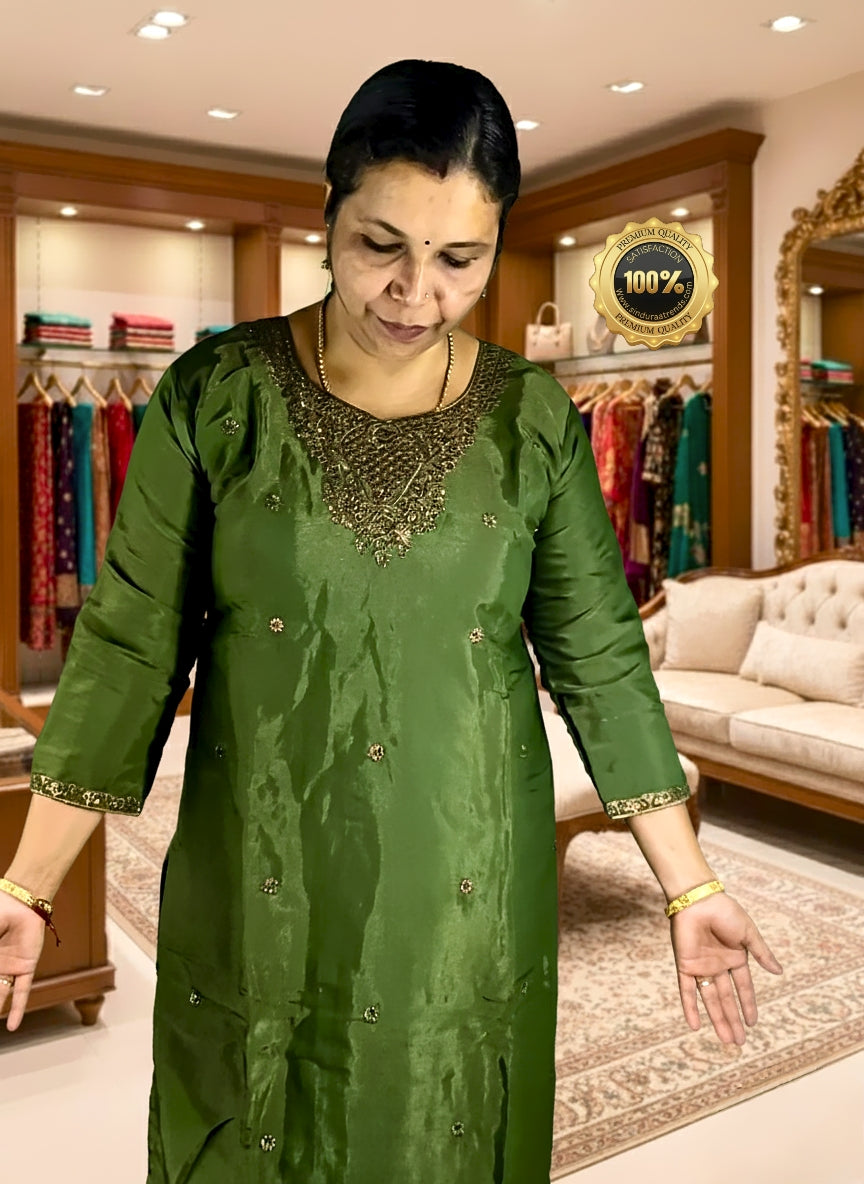 1. Premium Soft Silk Churidhar Set – Elegant 3-Piece Ethnic Wear for Women